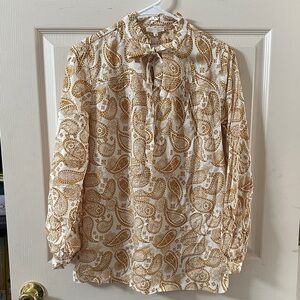 NWTs Sweet Salt Neck Tie Long Sleeve Courtney Top Yellow Paisley